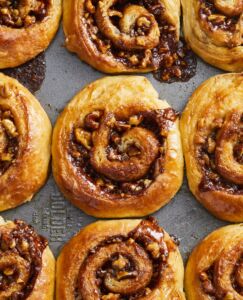 A gorgeous tray of Sticky Maple Walnut Morning Buns