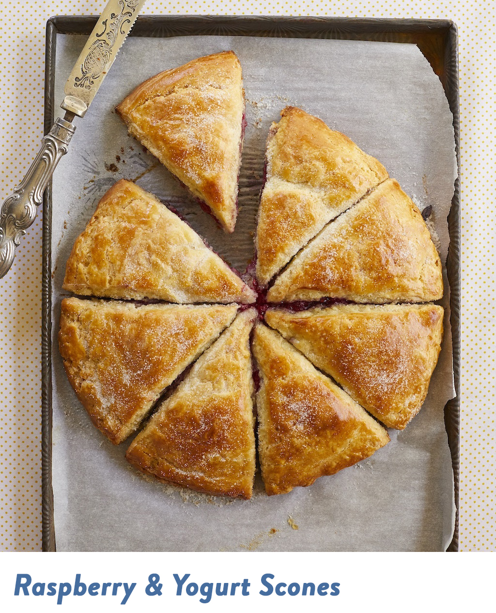 Raspberry Yogurt Scones cut into triangles